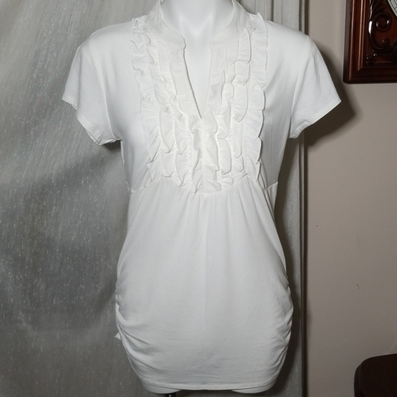 Maurices Tops - Maurice's Ruffle Front Top with Cap Sleeve